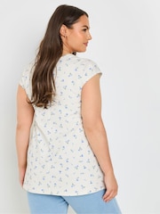 Yours Curve Blue Ponte Cap Sleeve T-Shirt - Image 3 of 4