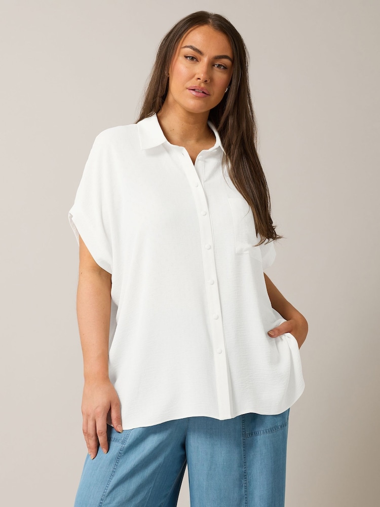 White - Yours Curve Grown On Sleeve Blouse - Image 1 of 5