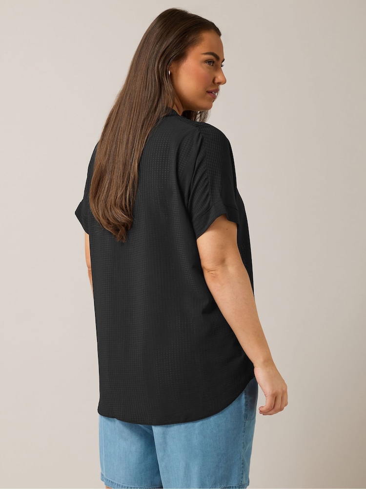 Yours Curve Black Half Placket Blouse - Image 3 of 4
