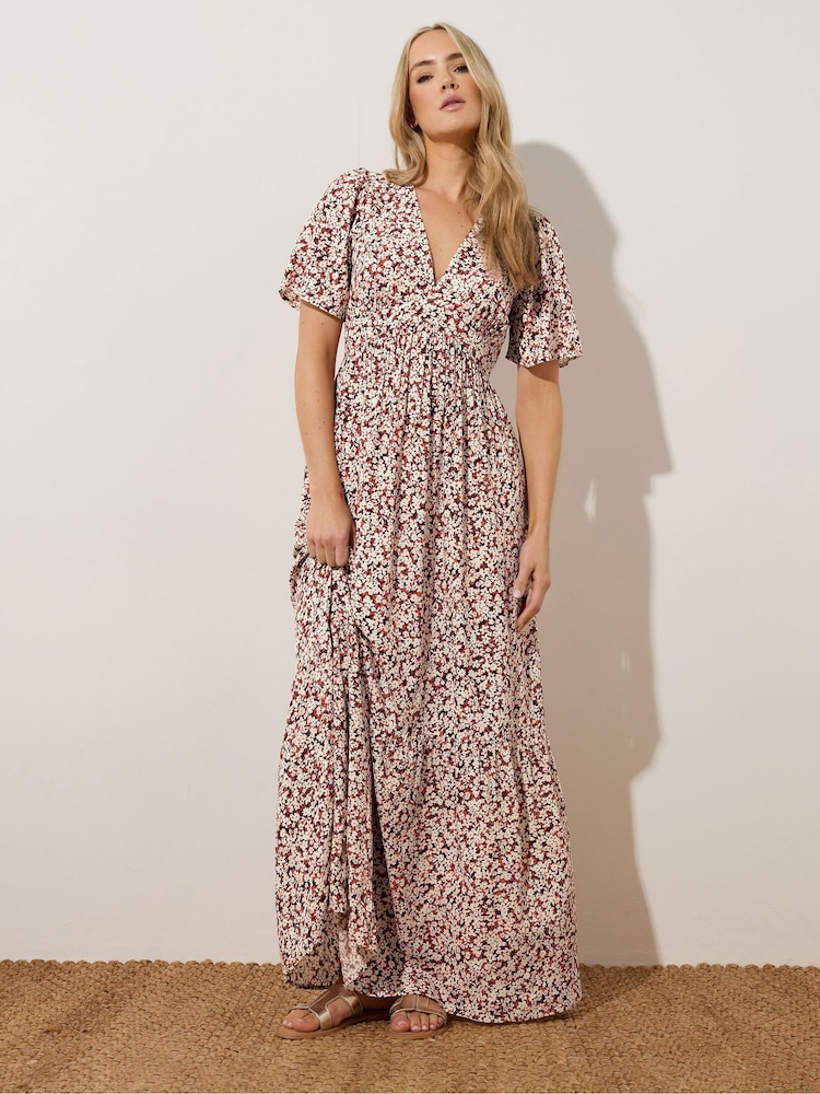 Long Tall Sally Pink Ditsy Tiered Maxi Dress - Image 1 of 5