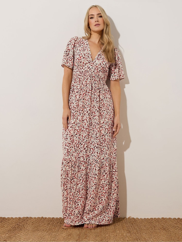 Long Tall Sally Pink Ditsy Tiered Maxi Dress - Image 2 of 5