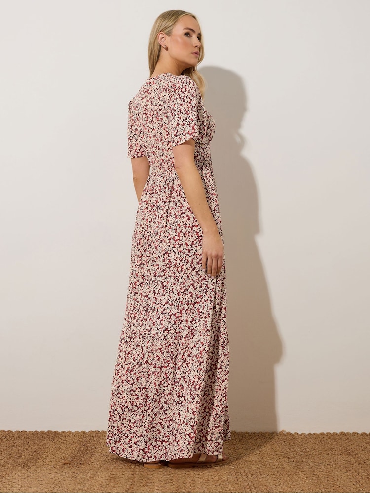 Long Tall Sally Pink Ditsy Tiered Maxi Dress - Image 3 of 5