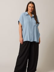 Azul - Blusa con manga superpuesta de Yours Curve - Imagen 2 de 5