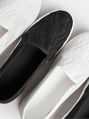 Yours Curve Black Wide Fit Broderie Anglaise Slip-Ons - Image 5 of 6