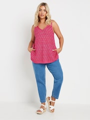 Yours Curve Pink Metallic Pointelle Vest - Image 2 of 5