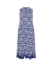 Yours Curve Blue Tiered Tie Neck Sundress - Image 5 of 5