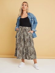 Yours Curve Brown Jersey Midaxi Culottes - Image 1 of 5