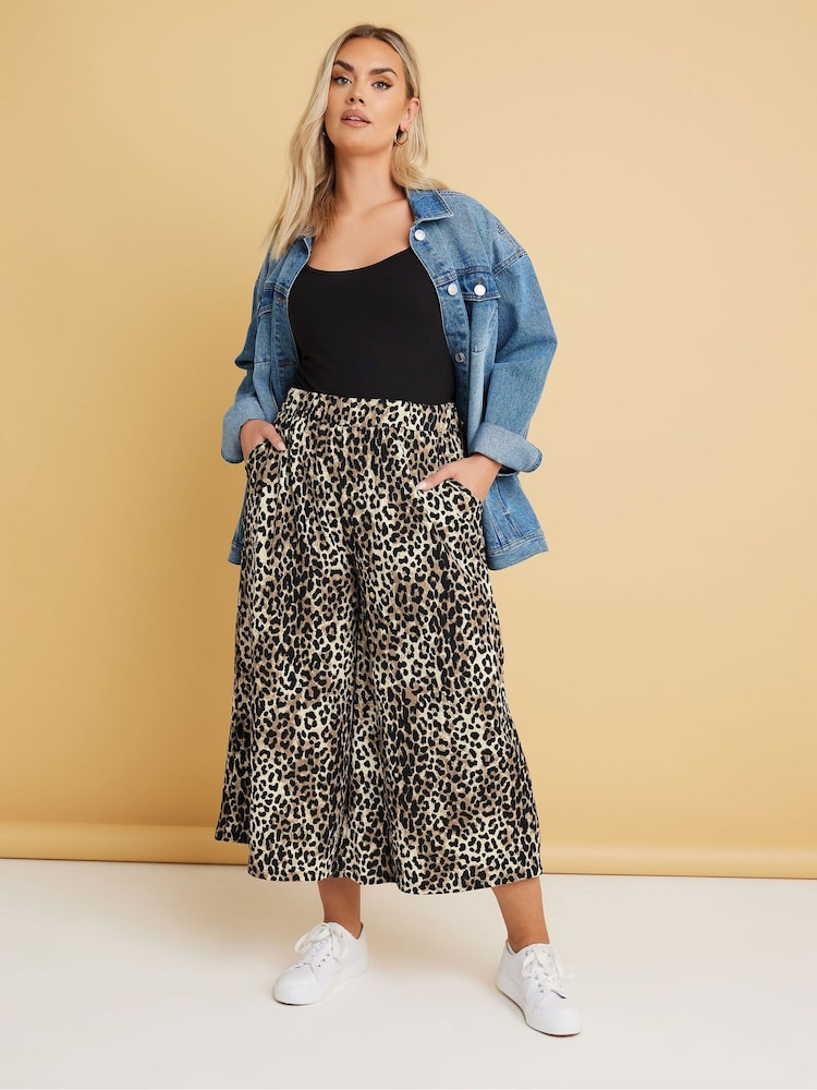 Yours Curve Brown Jersey Midaxi Culottes - Image 1 of 5