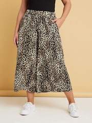 Yours Curve Brown Jersey Midaxi Culottes - Image 2 of 5