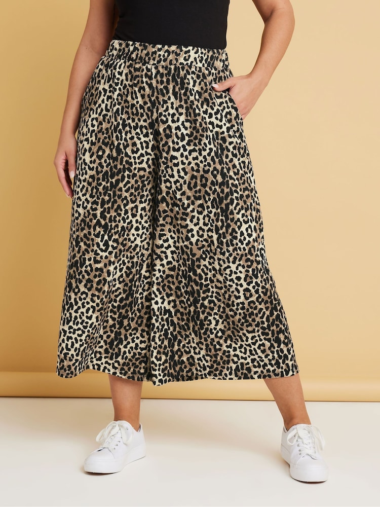 Yours Curve Brown Jersey Midaxi Culottes - Image 2 of 5