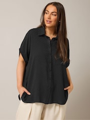 Yours Curve Black Grown On Sleeve Blouse - Image 1 of 5