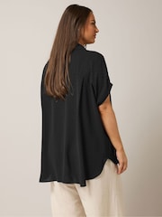 Yours Curve Black Grown On Sleeve Blouse - Image 3 of 5