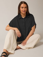 Yours Curve Black Grown On Sleeve Blouse - Image 4 of 5