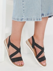 Yours Curve Black Wide Fit Wide Fit Flexi Comfort Sandals - Image 1 of 4