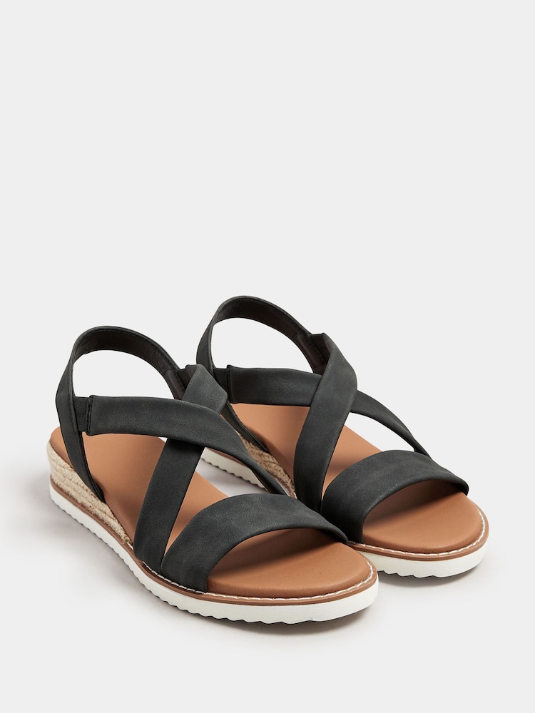 Yours Curve Black Wide Fit Wide Fit Flexi Comfort Sandals - Image 3 of 4