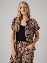 Long Tall Sally Brown Short Sleeve Button Shirt - Image 4 of 5