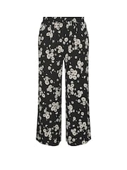 Yours Curve Black Jersey Print Wide Leg Trousers - Image 5 of 5