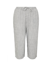 Yours Curve Grey Linen Cropped Wide Leg Skinny Waist Trousers - Image 10 of 10