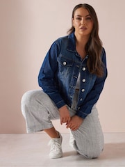 Yours Curve Grey Linen Cropped Wide Leg Skinny Waist Trousers - Image 8 of 10