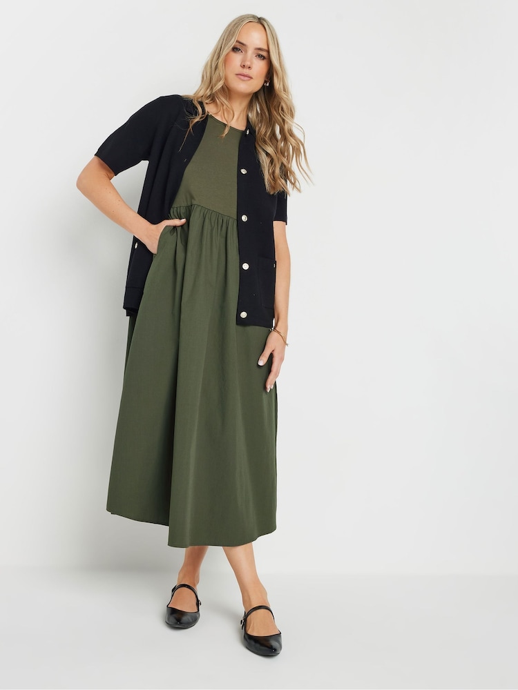 Long Tall Sally Green 100% Cotton Sleeveless Mixed Fabric Midi Dress - Image 4 of 6