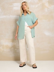 Yours Curve Blue Oversized Grown On Shirt - Image 2 of 5