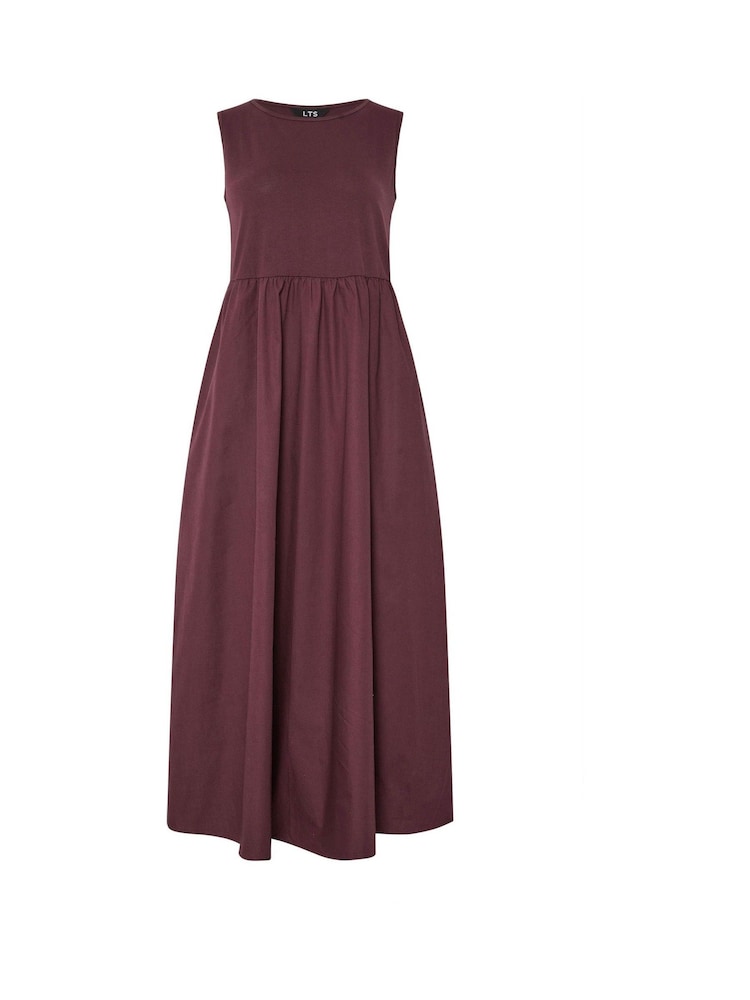Long Tall Sally Purple 100% Cotton Sleeveless Mixed Fabric Midi Dress - Image 5 of 5