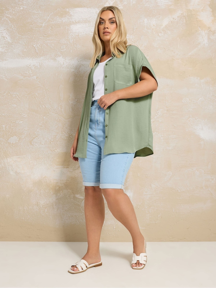 Yours Curve Green Oversized Grown On Shirt - Image 1 of 5