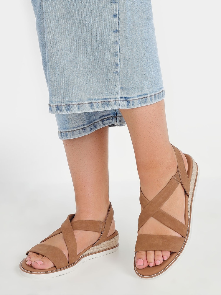 Yours Curve Nude Wide Fit Wide Fit Flexi Comfort Sandals - Image 1 of 5