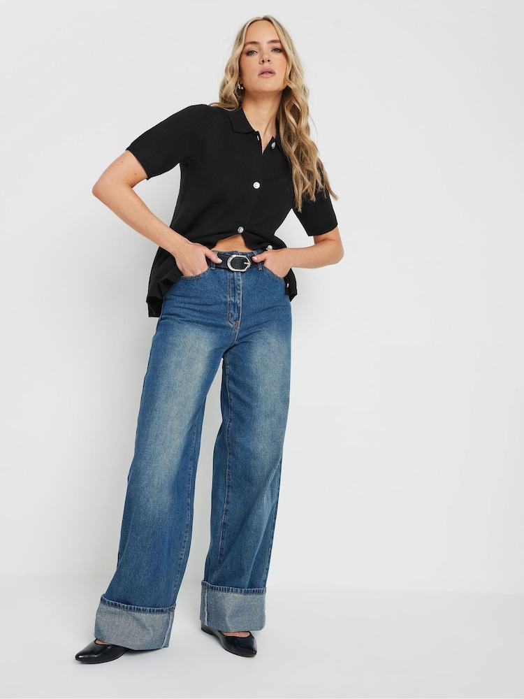 أسود - سترة كارديغان بكُم قصير محبوكة بقصّة قصيرة واسعة من Long Tall Sally - صورة 2 من 5 أسود - سترة كارديغان بكُم قصير محبوكة بقصّة قصيرة واسعة من Long Tall Sally - صورة 2 من 5