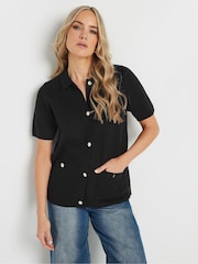 Long Tall Sally Black Short Sleeve Boxy Knitted Cardigan - Image 4 of 5