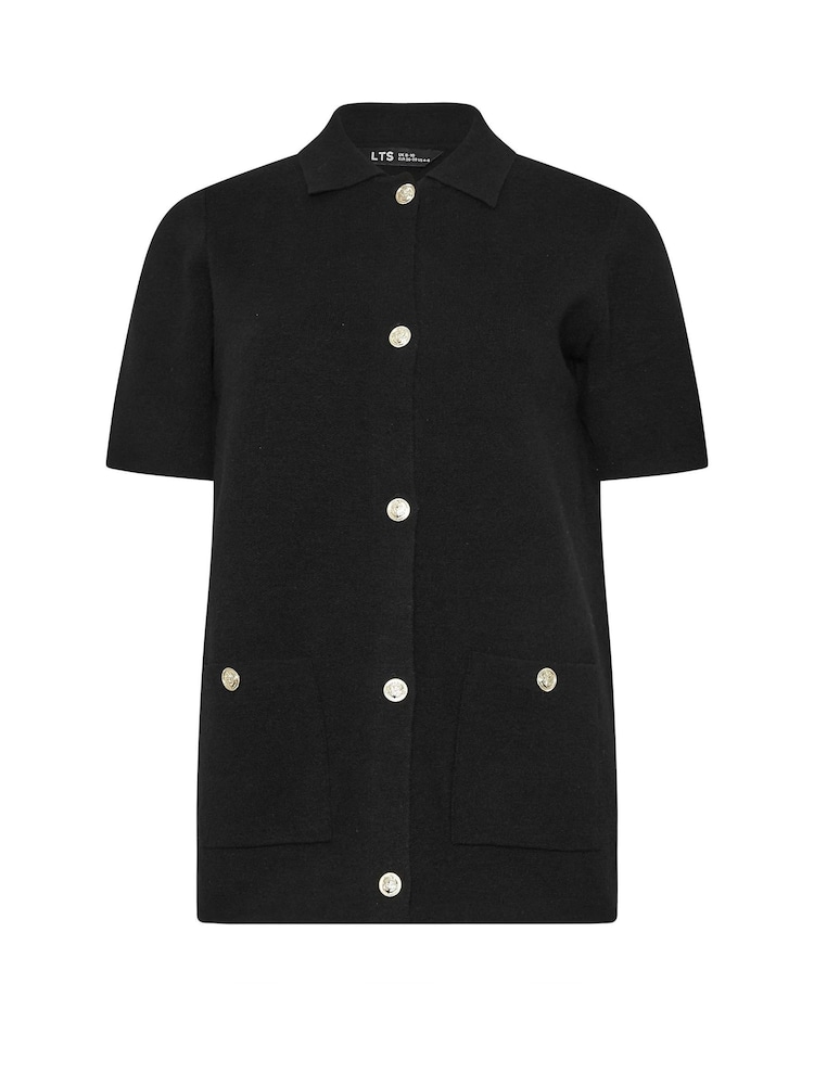 Long Tall Sally Black Short Sleeve Boxy Knitted Cardigan - Image 5 of 5