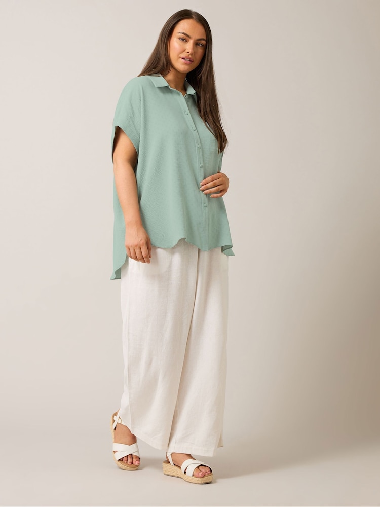 Yours Curve Light Green Grown On Sleeve Blouse - Image 2 of 5