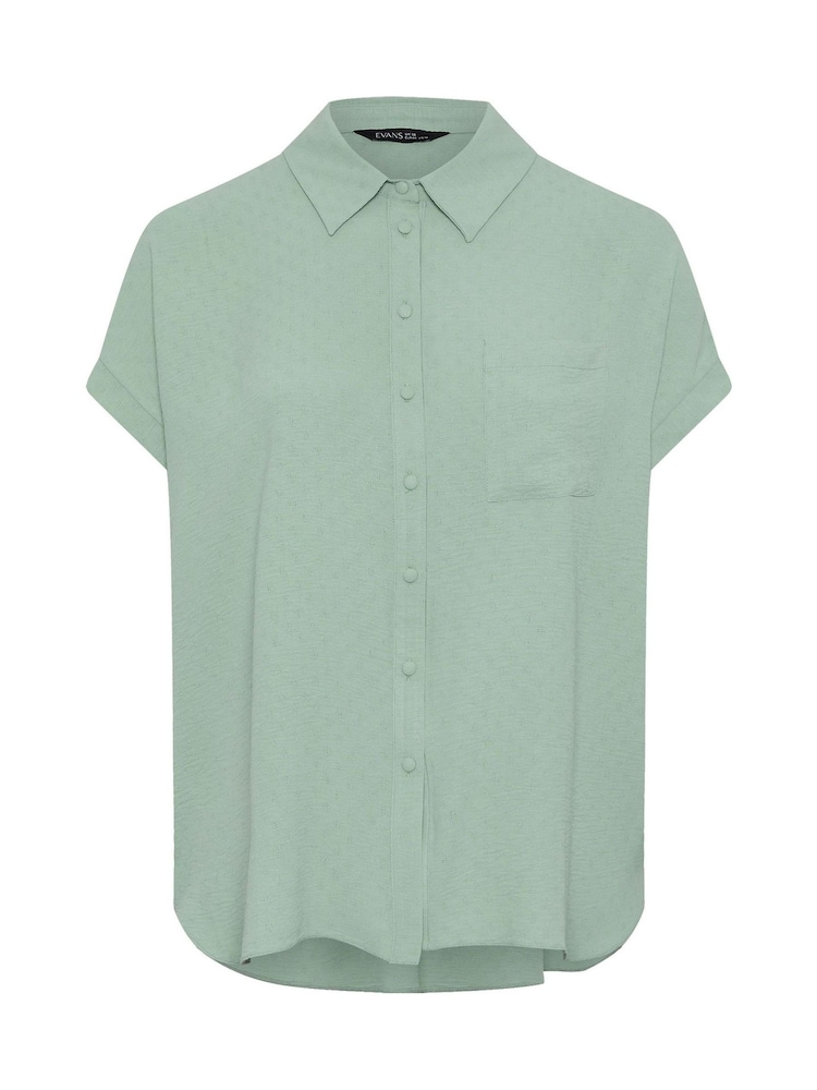 Yours Curve Light Green Grown On Sleeve Blouse - Image 5 of 5