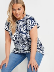 Yours Curve Light Blue 100% Cotton Grown On Slub T-Shirt - Image 4 of 5