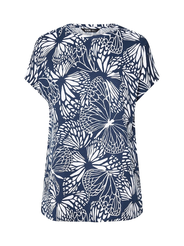 Yours Curve Light Blue 100% Cotton Grown On Slub T-Shirt - Image 5 of 5