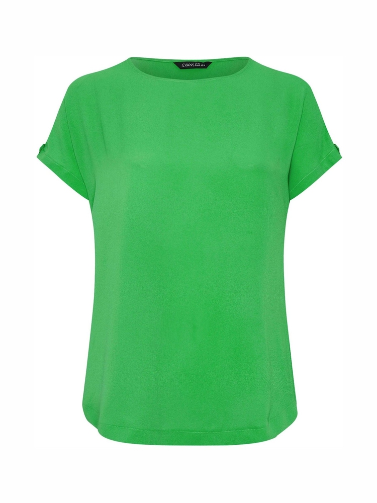 Yours Curve Green Turn Back Button Detail Blouse - Image 5 of 5
