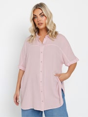 Yours Curve Pink Short Sleeve Chambray Shirt - Image 5 of 9