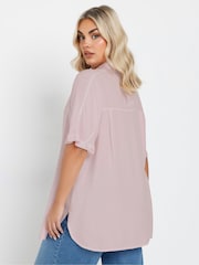 Yours Curve Pink Short Sleeve Chambray Shirt - Image 6 of 9
