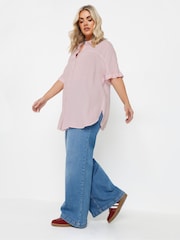 Yours Curve Pink Short Sleeve Chambray Shirt - Image 7 of 9
