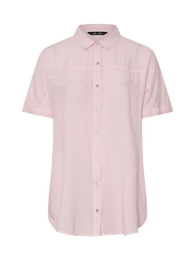 Yours Curve Pink Short Sleeve Chambray Shirt - Image 9 of 9