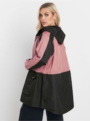 Yours Curve Pink Lightweight Colourblock Parka - Image 2 of 5