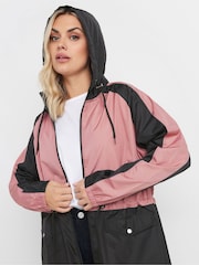 Yours Curve Pink Lightweight Colourblock Parka - Image 4 of 5