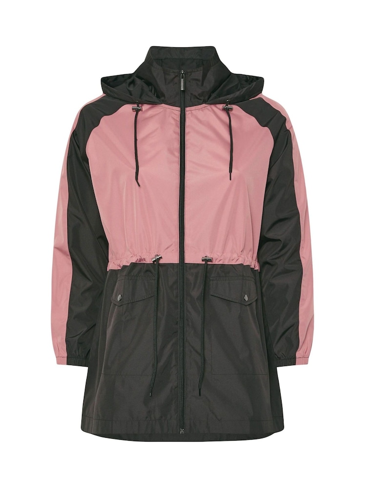 Yours Curve Pink Lightweight Colourblock Parka - Image 5 of 5