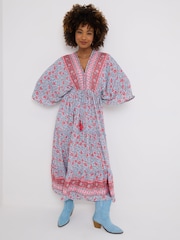 Joe Browns Blue Petite Floral Print Tiered Kimono Maxi Dress - Image 1 of 5