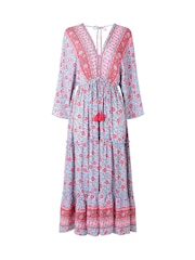 Joe Browns Blue Petite Floral Print Tiered Kimono Maxi Dress - Image 5 of 5