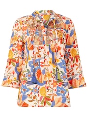 Joe Browns Cream Bird Print Embroidered Top - Image 7 of 7