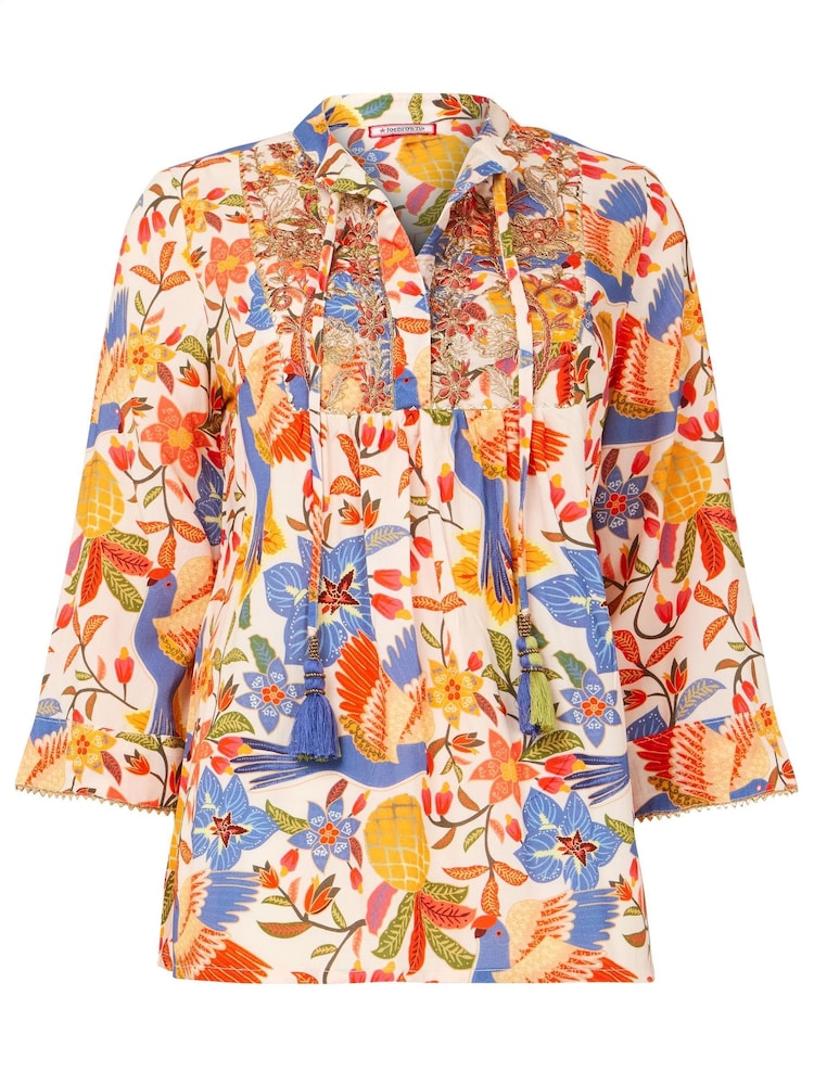 Joe Browns Cream Bird Print Embroidered Top - Image 7 of 7