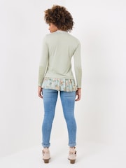 Joe Browns Green Floral Embroidered Jersey Top - Image 4 of 5