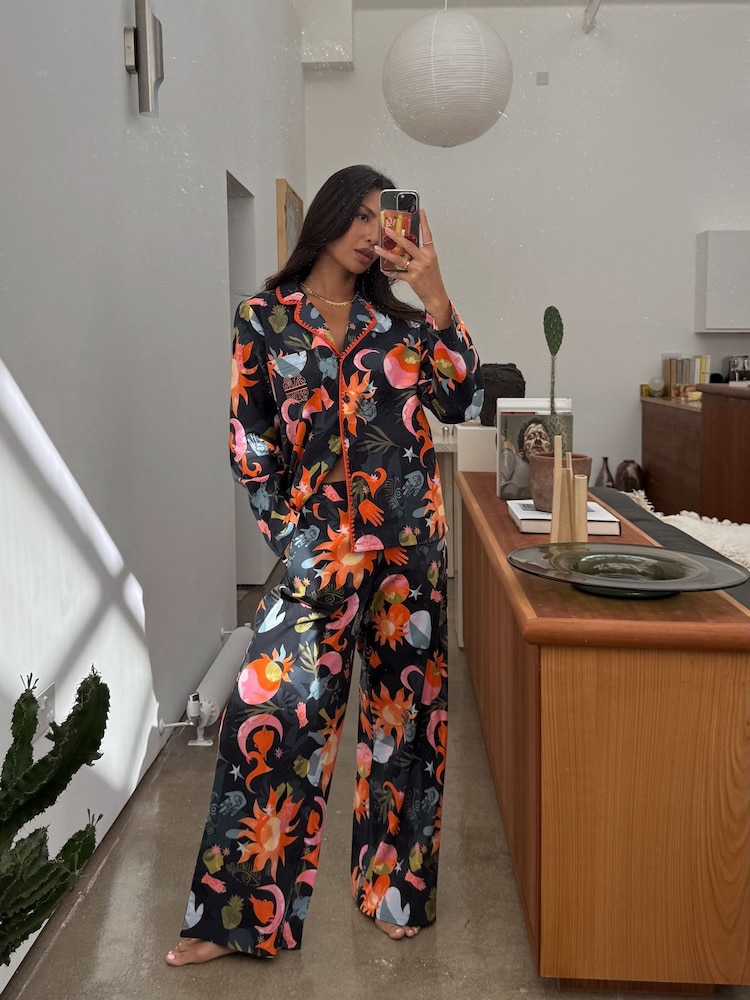 Never Fully Dressed Navy Corazon Cotton Button Through Shorts Set Pyjamas - Image 2 of 4