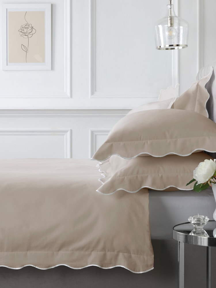 Appletree Natural Scallop Edge 100% Cotton Duvet Cover Set - Image 1 of 3 Appletree Natural Scallop Edge 100% Cotton Duvet Cover Set - Image 1 of 3
